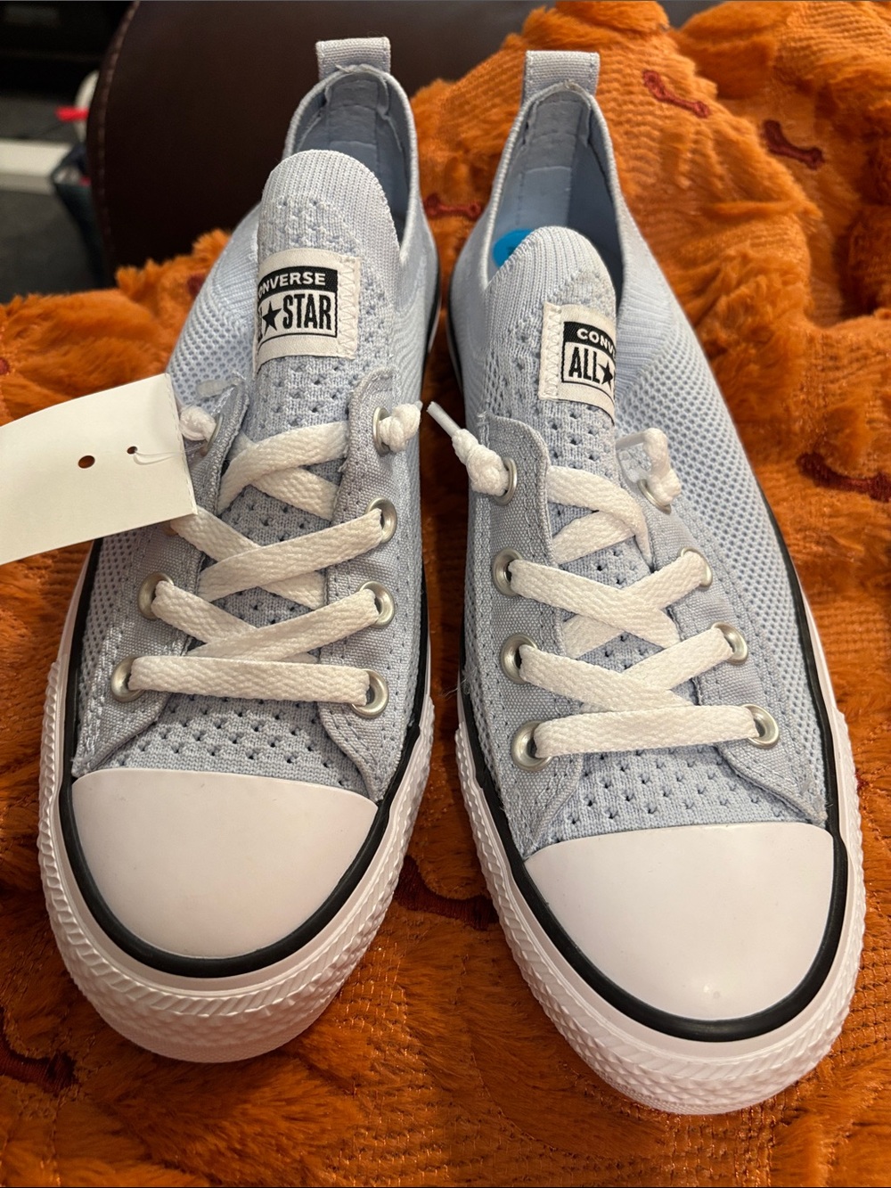 Converse Women’sLight Blue Low Top Knit Sneakers